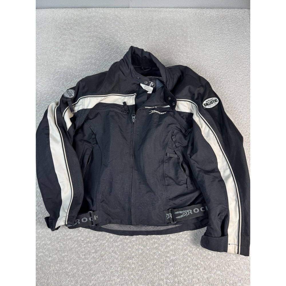 Joe Rocket Ballistic Jacket‎ Mens Large Black White Textile Touring Motorcycle
